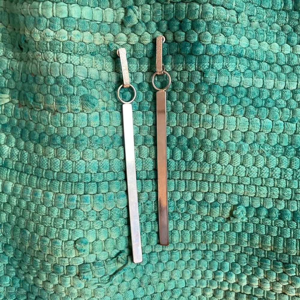 Silver Long stick Post Earrings dangle